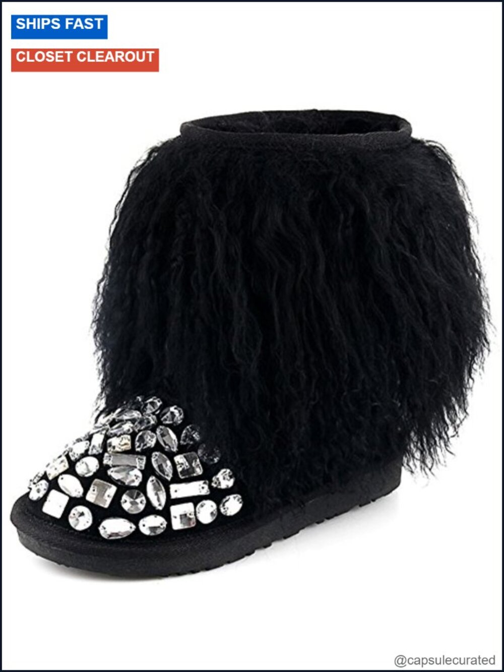 Wool Rhinestone Short Winter Snow Boots Pull-On